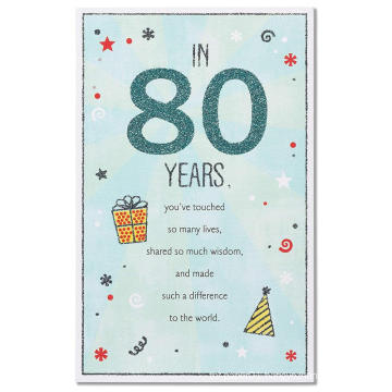 American Greetings Old Man 80th Birthday Card with Glitter Glitter Card